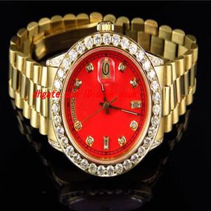 Top Quality Luxury Wristwatch Mens 41mm 18038 18K Dial vermelho de ouro