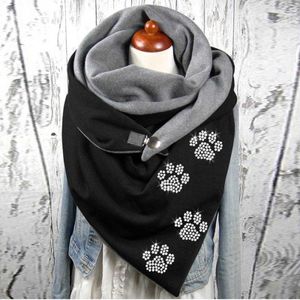 Scarves Hat Glove Set Scarf 2022 New Fashion Winter Custom Print Button Soft Wrap Triangle Casual Warm Shawl and Women's Pendant