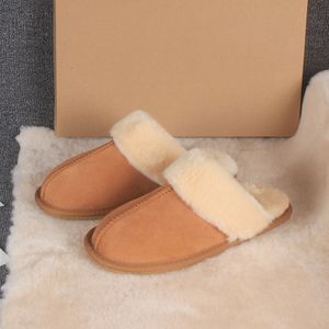 暖かい綿スリッパオーストラリアクラシックスノースライドサンダル女性冬のショートブーツスキンシープスキンファーコットン屋内靴