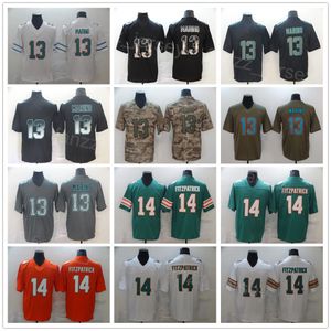 Homem futebol 13 Dan Marino Jersey Vapor Color Rush Salute de oliva para atender a Camo USMC Hifórdia Hifenação Bandeira Shado