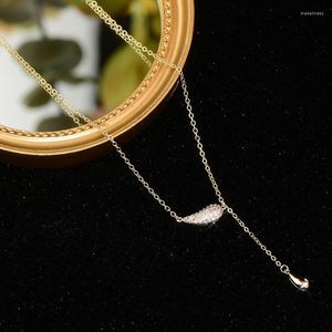 Chains Minimalist Feminia Feather Tassel Women Necklace Charm 14K Real Gold Stainless Colar Kolye Accessories Dainty Jewelry Gift