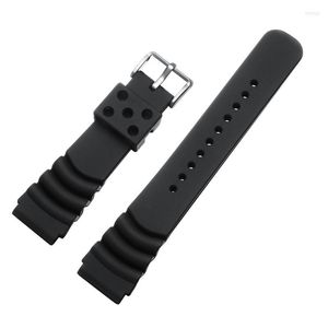 Watch Bands Silicone Watchbands 20 22mm Men Black Sports Diving Rubber Strap Silver Stainless Steel Buckle For Diver's