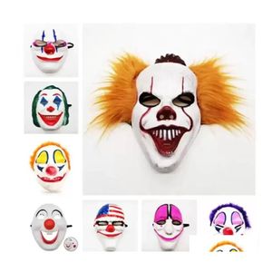 Party Masks Stock PVC Halloween Mask Scary Clown Payday 2 f￶r Masquerade Cosplay Horrible FY7941 0730 Drop Delivery Home