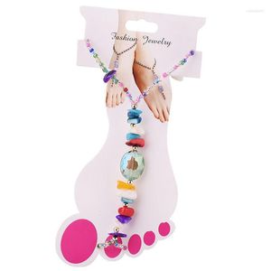 Kolorowe koraliki kostki dla kobiety biżuterii pulseras tobilleras mujer wielowarstwowe kostki bransoletki łańcuchowe cheville stopa