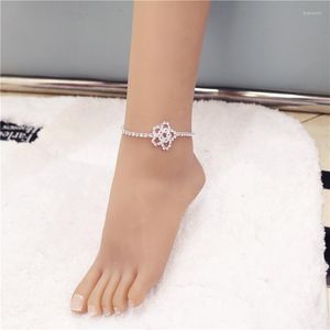Anklets Rhinestone Anklet Exquisite Petal Pendant Beach Glittering Feet Crystal Cute Lady Leg Chain Bohemian Jewelry Bracele