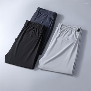 Terno masculino Calça de calça masculina Bussão de seda de gelo Summer Long Wear Gentleman Male Man Plus Size 2022