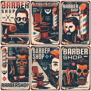 Andra modetillbehör Roliga designade metallmålning Barber Shop Metal Plate Haircuts and Shaves Advertising Decorative Board Home Wall Decor Frisörsgåva