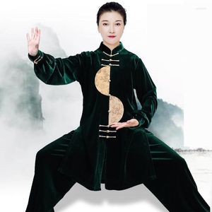 Roupas étnicas mulheres veludo oriental retrô tai chi mai wushu arte marcial uniforme jaqueta chinesa calcinha de calça de calça matinal