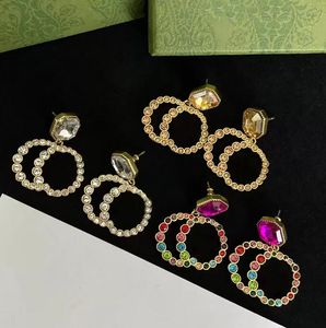 Aretes Damen-Luxus-Designer-G-Ohrringe, modische Diamant-Doppelbuchstabe-Anhänger, baumelnde Ohrringe, Bijoux mit Box