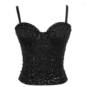 Kadın Tankları Moda Seksi Korse Rhinestone Top Bustier Crop Rave Kıyafet Festivali Giyim Kadın Sequins Kadınlar İçin Üstler Yaz 2022