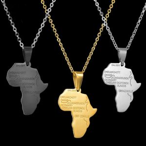 Stainless Steel Gold Silver Africa Map Necklace Jewelry Hip Hop Creative African Country Pendant Necklaces Gift Wholesale Price