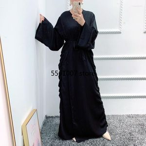 Etniska kläder Eid Mubarak Kaftan Dubai Abaya Turkiet Muslim Fashion Hijab Dress Set Islam Abayas for Women Musulman Robe With Belt