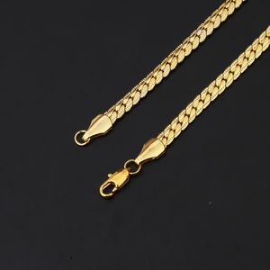 Fina gula guldkedjor smycken 14K Solid Authentic Men's Cuban Link Chain Necklace 23.6 
