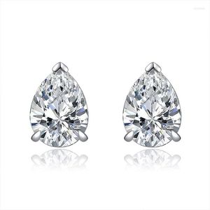 Studörhängen 925 Sterling Silver 2022 Summer Waterproof Fancy White Cut Cz Zricon Classic Pear Created Shape Earring Fine Jewelry