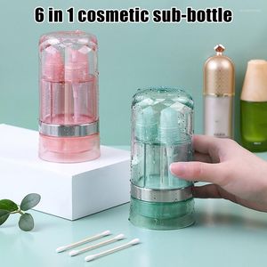 Lagringsflaskor 6 i 1 Multifunktion på återfyllningsbar resedispenser Shampoo Lotion Dusch Gel Bottle Portable Cosmetic Container