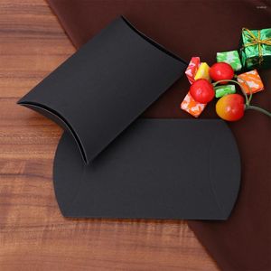 Confezioni regalo 10 pezzi Scatole di caramelle Biscotto alla moda a forma di cuscino nero per banchetti