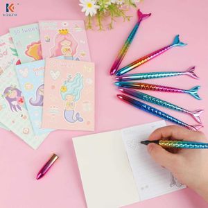 8-teiliges Briefpapier, niedlich, Kawaii, schöne Meerjungfrau, Büro, Schulbedarf, farbiger kreativer Gelstift