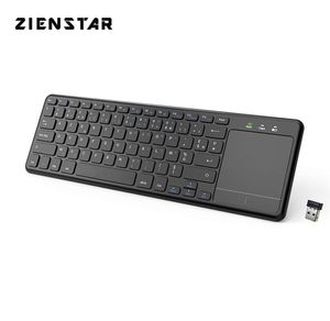 Zienstar Azerty French Letter 24GHz TouchPad Windows PCラップトップ用ワイヤレスキーボードIOS Padsmart TV HTPC IPTV Android Box 210611785555