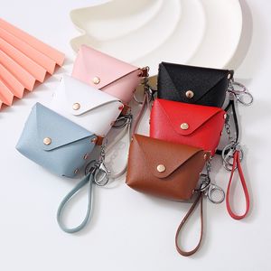 PU Leather Lanyard Keychains Coin Bag Purses Key Chain Rings Cute Brown Black Car Keyring for Women Fashion Design Lipstick Holder Charm Pendant Jewelry Accessories