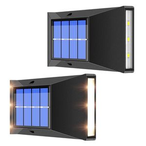 Solar-Wandleuchten für den Außenbereich, 6 LEDs, Solar-Deckleuchte, kabellos, wasserdicht, Sicherheitslampen, Beleuchtung für Treppen, Terrasse, Garten, Weg