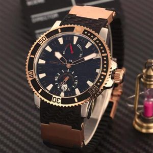 Top cała automatyczna luksusowe różowe złoto szklane ze stali nierdzewnej tylne na ręce mechaniczne zegarek czarna gumowa klamra data zwykłych mężczyzn SPO313A