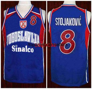 #8 Peja Stojakovic Team Jugoslavija Jugoslavia Maglia da basket classica retrò Uomo cucita con numero personalizzato e nome maglie