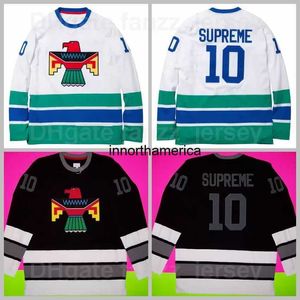 أفضل 10 Thunderbird Bird Ice Hockey Jersey Frank Ocean Team Black Team Away White Color All Stitching and Embroidery Treasable Pure Cotton High Q