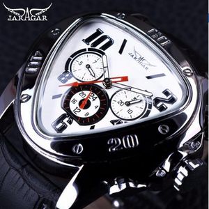 Jaragar Sport Fashion Design Mens Watch Top Brand Luxury Automatic Watch Triangle 3 Dial Display подлинный кожаный ремешок Clock286d