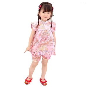 エスニック服2022夏の花のQipao Children'sセット