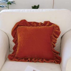 Federa per cuscino Decorazioni per la casa Fodera per cuscino Divano decorativo Arte vintage Francese Smeraldo arancione Lucido Velluto di lusso Divano Sedia Coussin
