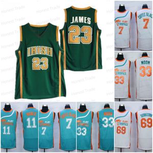 Jersey de basquete de filme 23 James Moon Flint Tropics Semi Pro ed Monix 11 Space Jam Tune Squad Taz Stitched Irish St. Vincent Mary High School