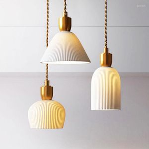 Lampy wiszące nordyckie ceramiczne światła LED Bar Industrial Decor Modern jadalnia kuchnia wisząca lampka sypialnia restauracyjna