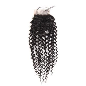 Peruwiańskie Virgin Hair Jerry Curly 4 4 Lace Top Closure Middle Part Natural Kolor można farbować koronkowe zamknięcie265T