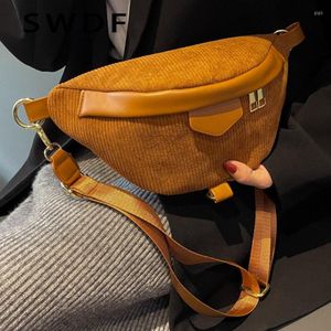 Bolsas de noite SWDF Vintage Brand Design Corduroy Caphe ombro Bolsa Mulheres Bolsa Mulheres e Bolsas 2022 Mensageiro de Moda Bolso Mujer