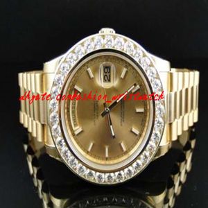 Rostfritt st￥l armband Nya herr 2 II Solid 18 KT 41mm Diamond Watch Gold Dial 8 CT Automatisk mekanisk man Watch Wristwatch304C
