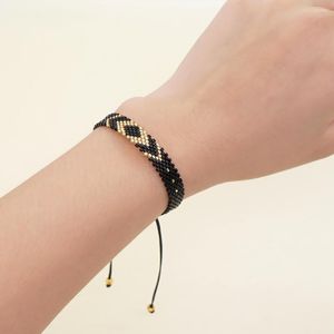 Charm Bracelets Trendy Black Glod Beaded Miyuki Geometric Vintage Elasticity Bangles For Women Men Fashion Jewelry Accessories