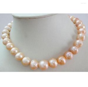 Chains Fashion Jewelry Noble 11-12mm Natural South Seas Gold Pink Pearl Necklace 18inch