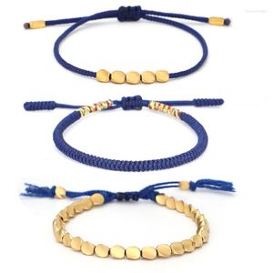 Charm Armband Original Tibetan Handmade Buddhist Lucky Set For Women Men Blue Rope Knots med kopparp￤rlor Amulet fl￤tat armband
