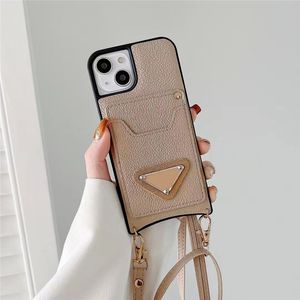 iPhone 13ProMax 13Pro 11proMax 11 12 12pro 14plus 14 Pro Max Leather Crossbody Necklace Strap Cover D4