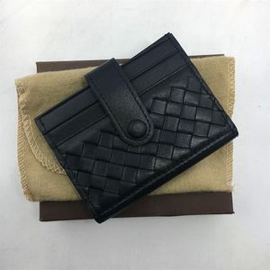 Äkta läder kreditkortshållare Wallet Classic Woven Designer HASP ID -kortfodral Purse 2018 Nya ankomster Fashion Travel Walls 249D