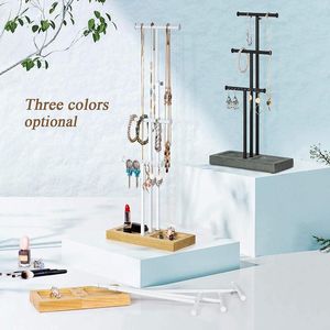 Jewelry Pouches 2022 Display Simplicity Tree Stand White Metal Wood Large Storage Necklace Bracelets Holder Organizer