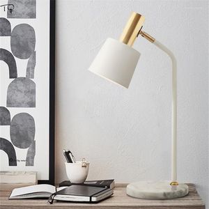 Table Lamps Marble Base Nordic Ins Lamp Bedroom Bedside Girls'room Reading Modern Cozy Led Desk Light Fixtures Decor Home Luminaire