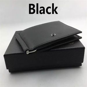 Klassisk svart äkta läder bifold manlig handväska billfold plånbok pengar klipp män klämma för pengar fall lyx kreditkortshållare pouc215v