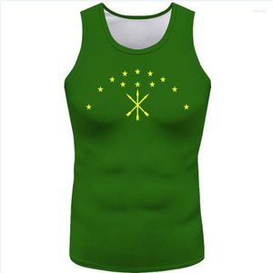 Herrtankstoppar adygea ￤rml￶st gratis anpassat namn maykop enem v￤st t-shirprint flagga ord ryska ryssland rossiya rossiyskaya giaginskaya