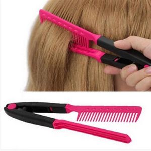 Fashion V Type Hair Straightener Comb DIY Salon Hairdressing Styling Tool Curls Brush Combs 2542