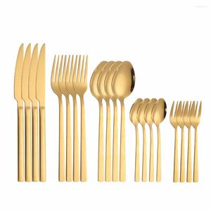 Conjuntos de utensílios de jantar conjunto de talheres de aço inoxidável 20pcs de cozinha dourada de mesa de ouro Golden Forks Spoons Knives Dinner Complete