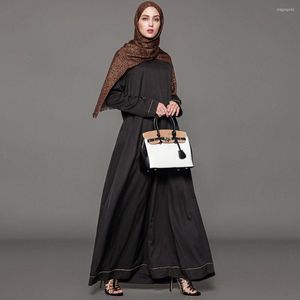 エスニック服MujerAbaya Maxi Muslim Fashion Dress Turkish Long Plus Long Dresses for Women Black Robe Musulman de Mode longue femme