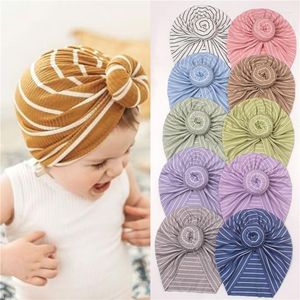 Hats 1pc Baby Girls Donut Hat Striped Pink Beanies For Born Infant Snail Pattern Child Cap Turban Cotton