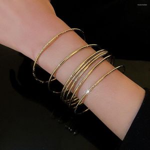 Bangle 8pcs/Set Gold Color Metal Bangles Braclets Big Circle Bracelets для женщин богемные модные ювелирные аксессуары