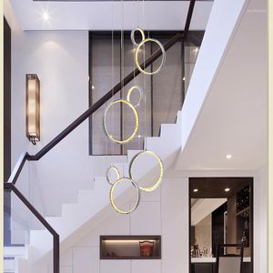 Pendant Lamps Selling 3 Rings Modern Chrome Lamp LED Hall Crystal Chandelier Pendent Lights Kitchen Lustres Hunging Lighting